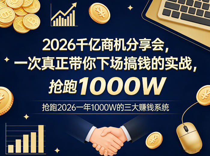 2026千亿商机分享会，一次真正带你下场搞钱的实战，抢跑2026一年1000W的三大賺钱系统-办公驿站