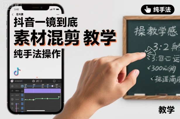 抖音一镜到底素材混剪教学，纯手法操作-办公驿站