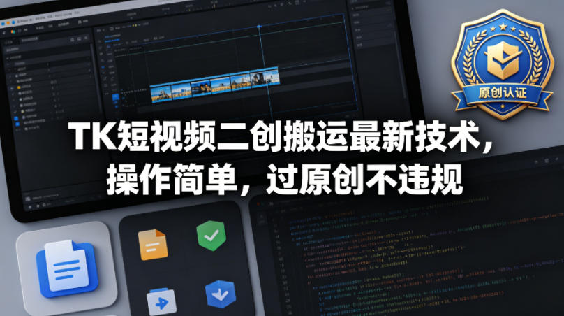TK短视频二创搬运最新技术，操作简单，过原创不违规-办公驿站