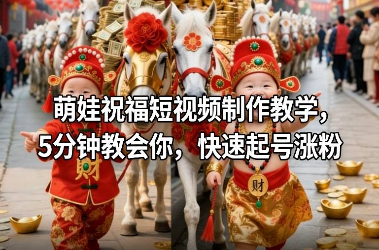 萌娃祝福短视频制作教学，5分钟教会你，快速起号涨粉-办公驿站