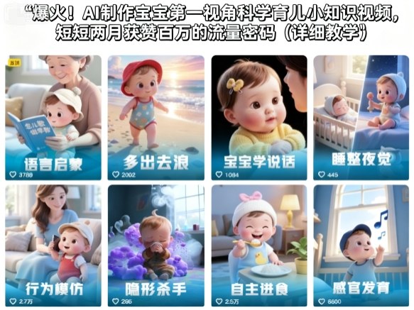 爆火！AI制作宝宝第一视角科学育儿小知识视频，短短两月获赞百万的流量密码（详细教学）-办公驿站