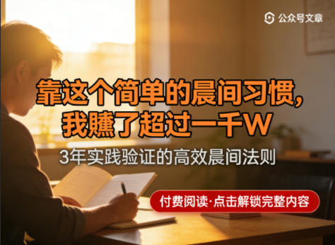 某公众号付费文章：靠这个简单的晨间习惯，我賺了超过一千W-办公驿站